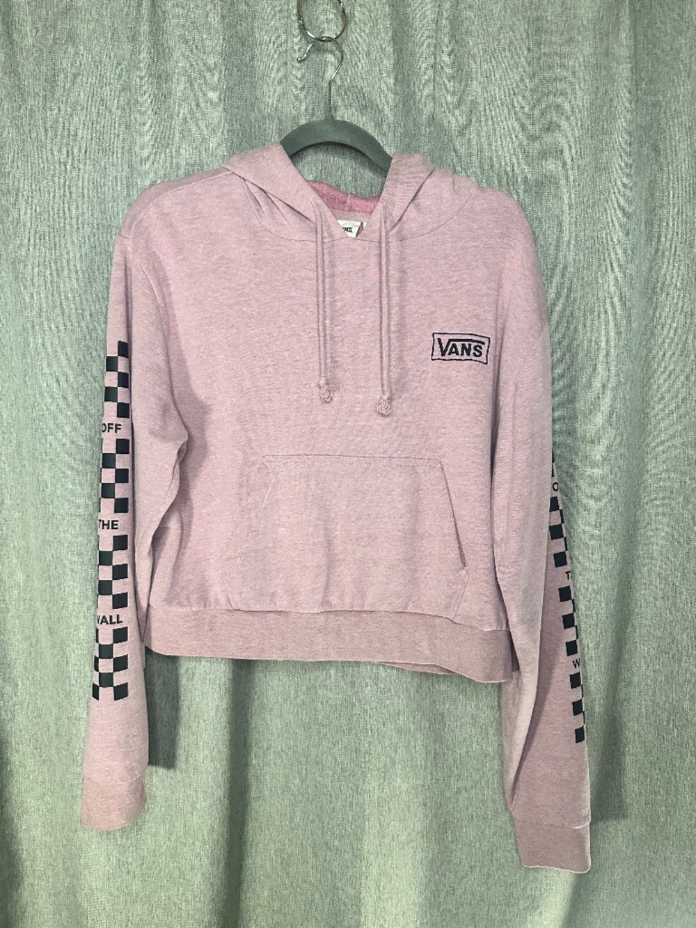 Vans "Off The Wall" Light Pink Cropped Pullover Hoodie – Size Medium
